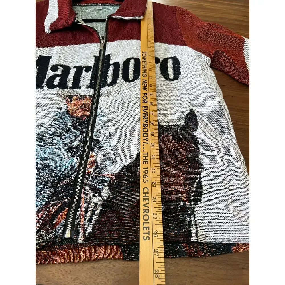 Marlboro Cowboy Tapestry Zip Jacket Western Graphic Size Medium - Picture 8 of 9